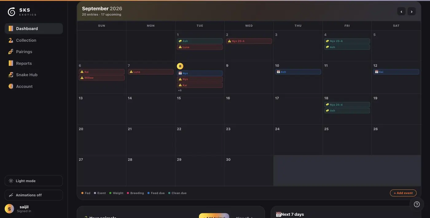 The dashboard calendar